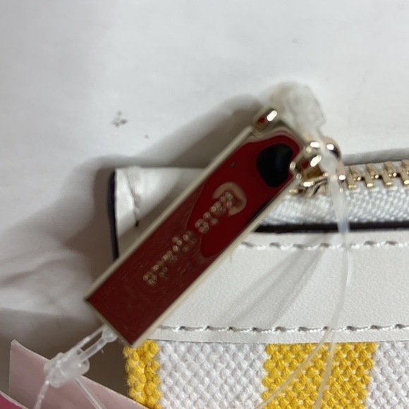 Kate Spade Women’s Yellow Striped Stone Canvas Large Zip Clutch NWT - Picture 5 of 11